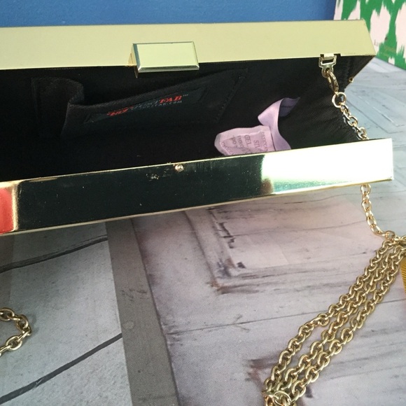 JustFab Gold Clutch with Elegant Flap Closure - Picture 7 of 8